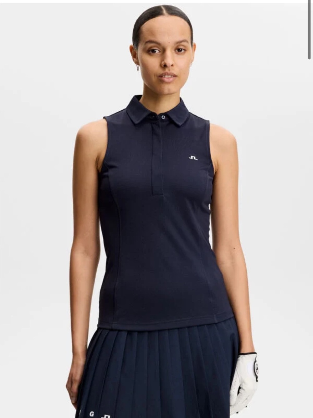 J LINDBERG Dena Sleeveless Polo M Navy Golf Tennis Athletic Activewear